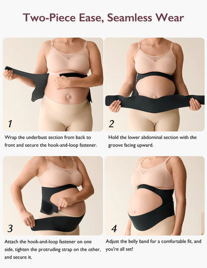 Momcozy BumpEase Ergonest Maternity Belly Band-O Shape Molding-Growing Belly Support-Ease Back Pain-During Pregnancy-Skin