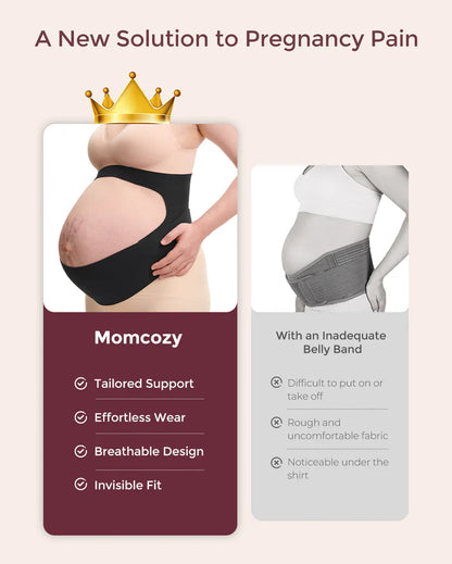 Momcozy BumpEase Ergonest Maternity Belly Band-O Shape Molding-Growing Belly Support-Ease Back Pain-During Pregnancy-Skin
