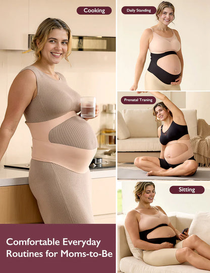 Momcozy BumpEase Ergonest Maternity Belly Band-O Shape Molding-Growing Belly Support-Ease Back Pain-During Pregnancy-Skin