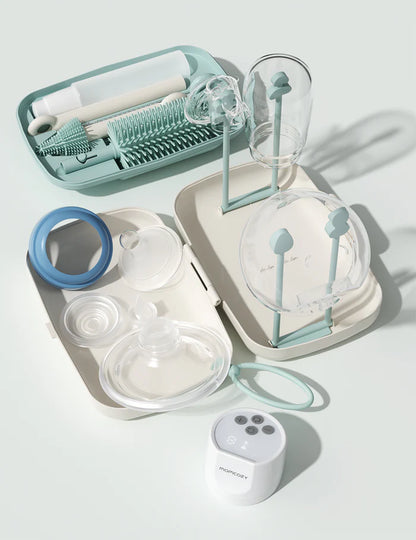 Momcozy Bottle Brush Set - Classic Style, Durable Bristles, Anti-Slip Handle - 360° Cleaning & Portable Drying Rack