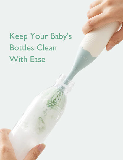 Momcozy Push-Press Bottle Brush Kit - Press Bubble Design for Effortless, Hygienic, 360° Cleaning