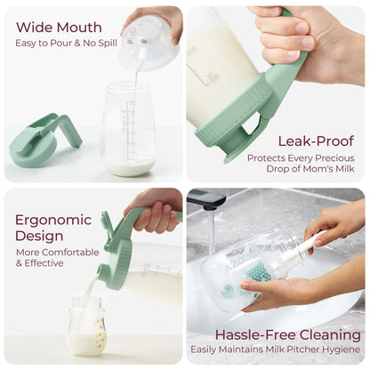 Momcozy Breast Milk Storage Container - Leak-Proof, Ergonomic Design, BPA-Free, Easy Pour & Hassle-Free Cleaning-Green