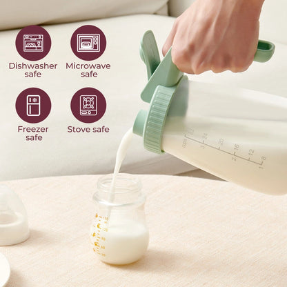 Momcozy Breast Milk Storage Container - Leak-Proof, Ergonomic Design, BPA-Free, Easy Pour & Hassle-Free Cleaning-Green