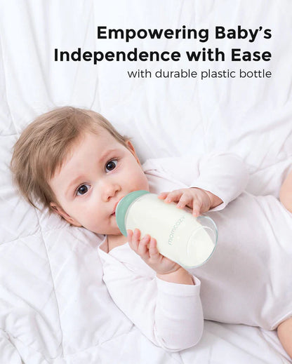 Momcozy Milk Storage Bottle Set – 11oz Wide-Neck - Leak-Proof Design - Pack of 4