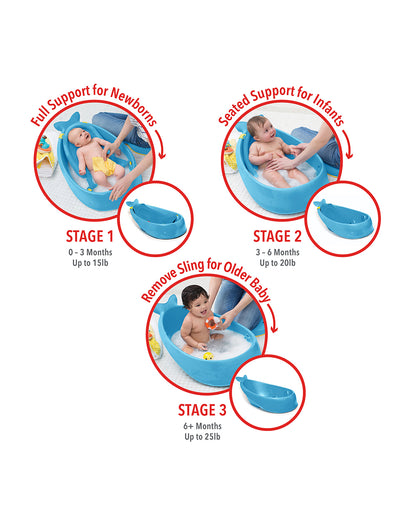 Skip Hop Moby Smart Sling-Mesh-For Baby Bath Tub-3-Stage Tub-0 to 36M-Blue