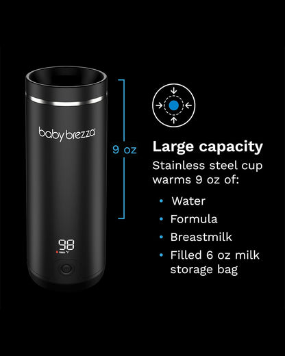 Baby Brezza SuperFast Portable Bottle Warmer - Warms Breastmilk & Formula - Up to 270ml - 67% Faster - Black