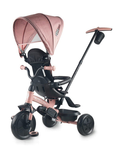 Qplay Elite Platinum 6 in 1 Trike-Height Adjustable Parent Handle Bar-360 Degrees Rotating Seat-5 Point Harness-For 10M to 6Y (Upto 25 Kg)-Pink