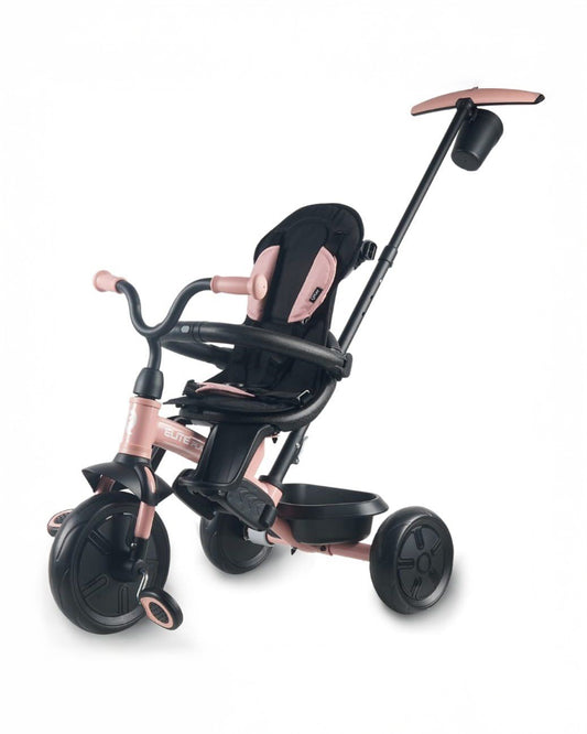 Qplay Elite Platinum 6 in 1 Trike-Height Adjustable Parent Handle Bar-360 Degrees Rotating Seat-5 Point Harness-For 10M to 6Y (Upto 25 Kg)-Pink