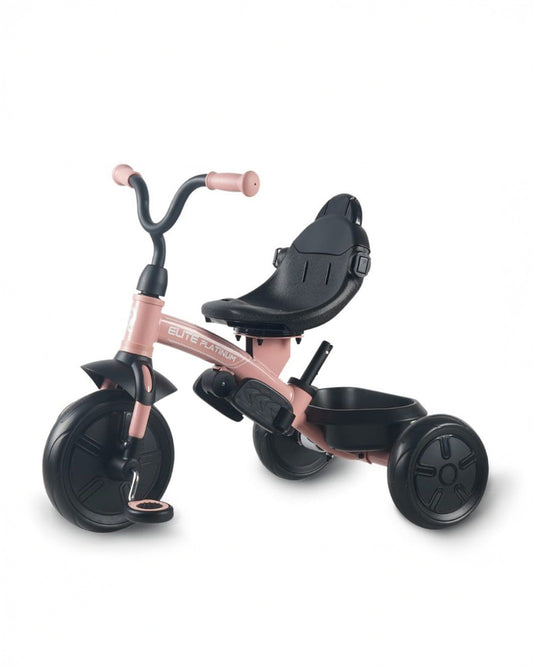 Qplay Elite Platinum 6 in 1 Trike-Height Adjustable Parent Handle Bar-360 Degrees Rotating Seat-5 Point Harness-For 10M to 6Y (Upto 25 Kg)-Pink