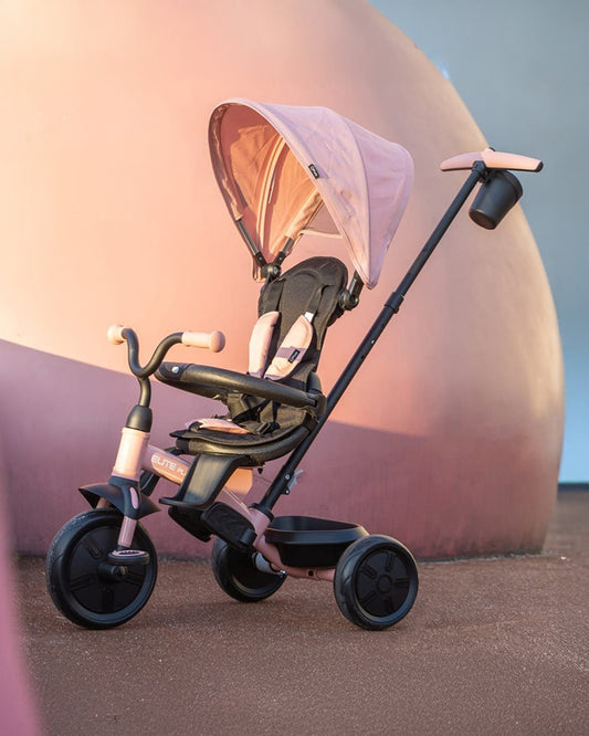 Qplay Elite Platinum 6 in 1 Trike-Height Adjustable Parent Handle Bar-360 Degrees Rotating Seat-5 Point Harness-For 10M to 6Y (Upto 25 Kg)-Pink