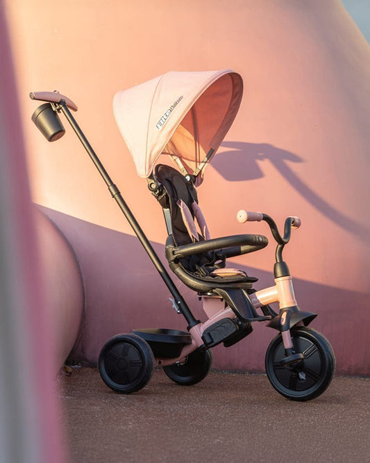 Qplay Elite Platinum 6 in 1 Trike-Height Adjustable Parent Handle Bar-360 Degrees Rotating Seat-5 Point Harness-For 10M to 6Y (Upto 25 Kg)-Pink