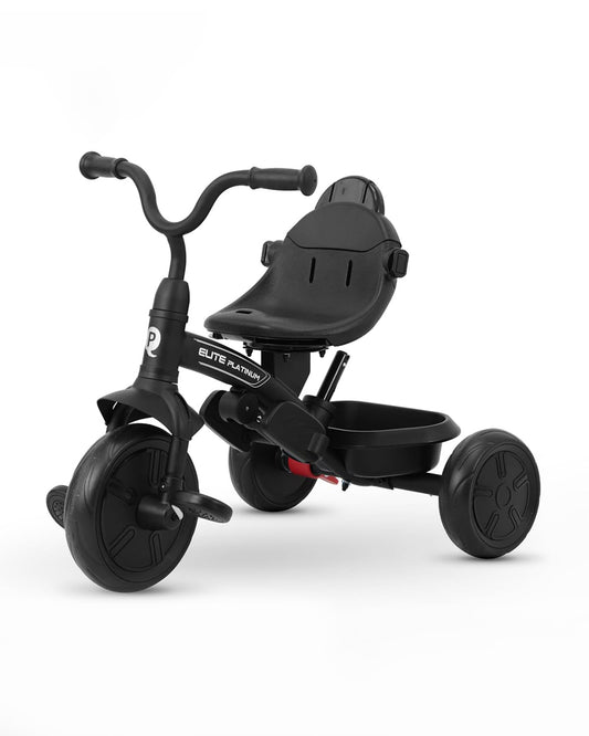 Qplay Elite Platinum 6 in 1 Trike-Height Adjustable Parent Handle Bar-360 Degrees Rotating Seat-5 Point Harness-For 10M to 6Y (Upto 25 Kg)-Black