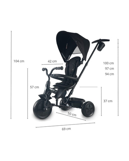 Qplay Elite Platinum 6 in 1 Trike-Height Adjustable Parent Handle Bar-360 Degrees Rotating Seat-5 Point Harness-For 10M to 6Y (Upto 25 Kg)-Black