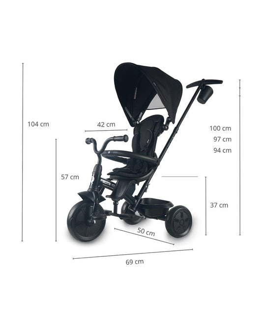 Qplay Elite Platinum 6 in 1 Trike-Height Adjustable Parent Handle Bar-360 Degrees Rotating Seat-5 Point Harness-For 10M to 6Y (Upto 25 Kg)-Black