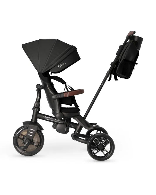 Qplay Comfo Max 7-in-1 Trike-Height Adjustable Parent Handle Bar-360 Degrees Rotating Seat-Adjustable Backrest-Foldable Frame-With Detachable Backpack-For 10M to 6Y (Upto 25 Kg)-Black