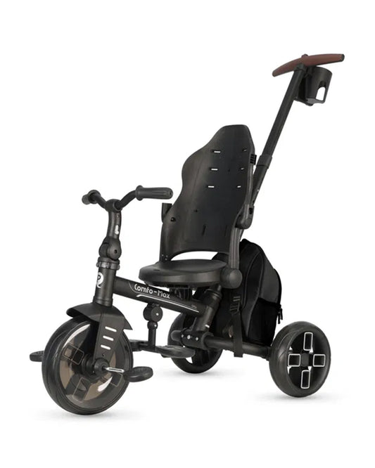 Qplay Comfo Max 7-in-1 Trike-Height Adjustable Parent Handle Bar-360 Degrees Rotating Seat-Adjustable Backrest-Foldable Frame-With Detachable Backpack-For 10M to 6Y (Upto 25 Kg)-Black