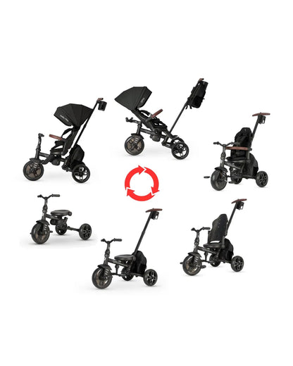 Qplay Comfo Max 7-in-1 Trike-Height Adjustable Parent Handle Bar-360 Degrees Rotating Seat-Adjustable Backrest-Foldable Frame-With Detachable Backpack-For 10M to 6Y (Upto 25 Kg)-Black