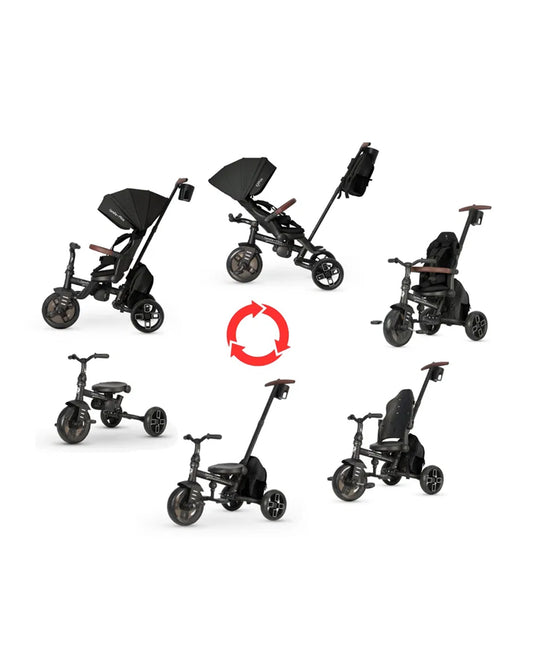 Qplay Comfo Max 7-in-1 Trike-Height Adjustable Parent Handle Bar-360 Degrees Rotating Seat-Adjustable Backrest-Foldable Frame-With Detachable Backpack-For 10M to 6Y (Upto 25 Kg)-Black