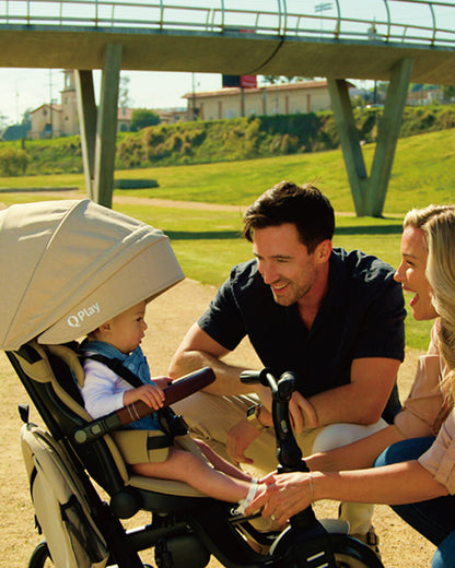 Qplay Comfo Max 7-in-1 Trike-Height Adjustable Parent Handle Bar-360 Degrees Rotating Seat-Adjustable Backrest-Foldable Frame-With Detachable Backpack-For 10M to 6Y (Upto 25 Kg)-Beige