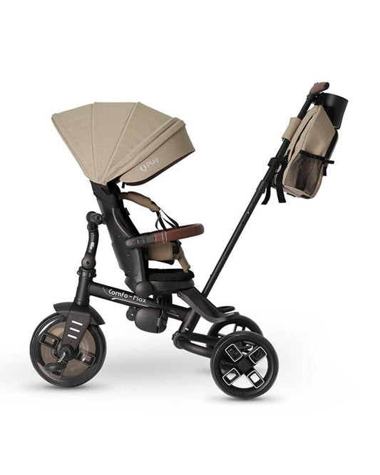 Qplay Comfo Max 7-in-1 Trike-Height Adjustable Parent Handle Bar-360 Degrees Rotating Seat-Adjustable Backrest-Foldable Frame-With Detachable Backpack-For 10M to 6Y (Upto 25 Kg)-Coffee