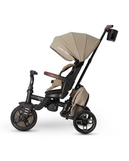Qplay Comfo Max 7-in-1 Trike-Height Adjustable Parent Handle Bar-360 Degrees Rotating Seat-Adjustable Backrest-Foldable Frame-With Detachable Backpack-For 10M to 6Y (Upto 25 Kg)-Coffee