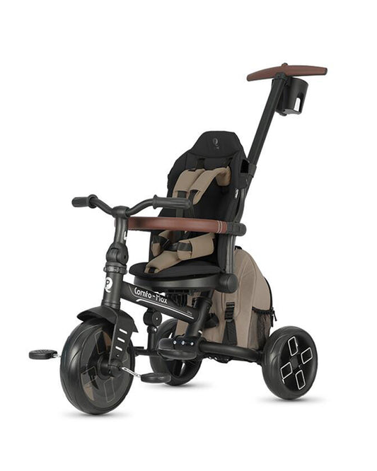 Qplay Comfo Max 7-in-1 Trike-Height Adjustable Parent Handle Bar-360 Degrees Rotating Seat-Adjustable Backrest-Foldable Frame-With Detachable Backpack-For 10M to 6Y (Upto 25 Kg)-Coffee