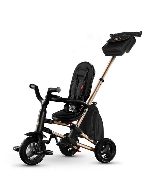 Qplay Nova Limited Edition 6 in 1 Trike-Easy Compact Fold-Height Adjustable Parent Handle Bar-360 Degrees Rotating Seat-Adjustable Backrest-Includes Small Bag, Detachable Backpack & Cup Holder-For 10M to 6Y (Upto 25 Kg)-Black