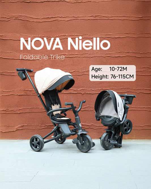 Qplay Nova Niello 6 in 1 Trike-Easy Compact Fold-Height Adjustable Parent Handle Bar-360 Degrees Rotating Seat-Adjustable Backrest-5 Point Harness-Includes Cup Holder-For 10 to 6Y (Upto 25 Kg)-Grey