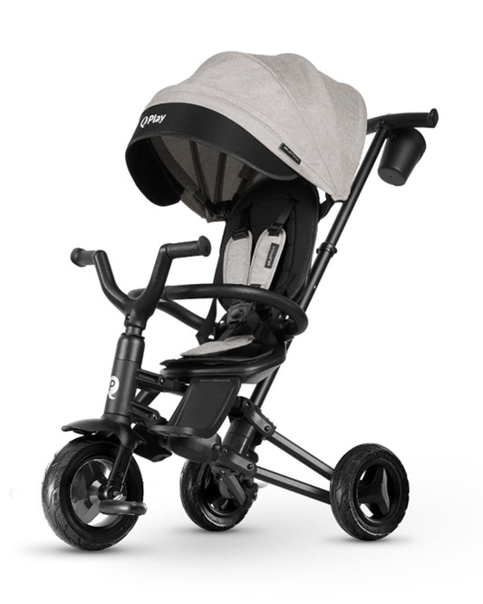 Qplay Nova Niello 6 in 1 Trike-Easy Compact Fold-Height Adjustable Parent Handle Bar-360 Degrees Rotating Seat-Adjustable Backrest-5 Point Harness-Includes Cup Holder-For 10 to 6Y (Upto 25 Kg)-Grey