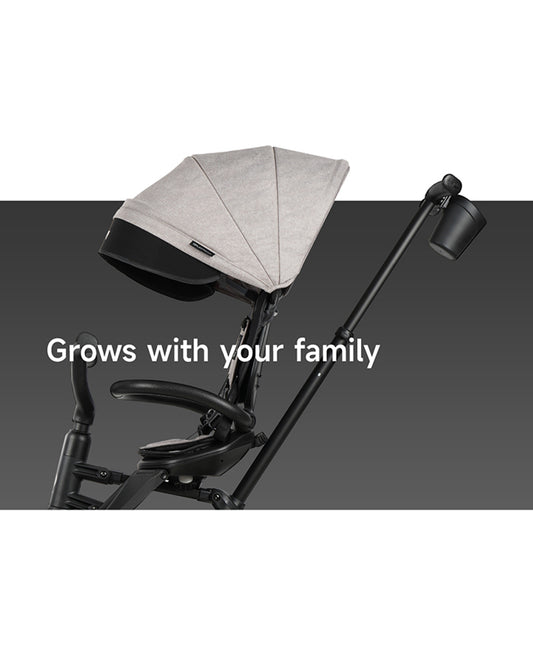 Qplay Nova Niello 6 in 1 Trike-Easy Compact Fold-Height Adjustable Parent Handle Bar-360 Degrees Rotating Seat-Adjustable Backrest-5 Point Harness-Includes Cup Holder-For 10 to 6Y (Upto 25 Kg)-Grey