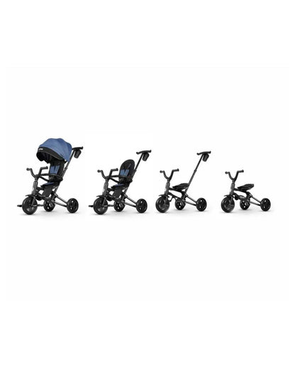 Qplay Nova Niello 6 in 1 Trike-Easy Compact Fold-Height Adjustable Parent Handle Bar-360 Degrees Rotating Seat-Adjustable Backrest-5 Point Harness-Includes Cup Holder-For 10 to 6Y (Upto 25 Kg)-Black