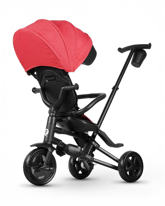 Qplay Nova Niello 6 in 1 Trike-Easy Compact Fold-Height Adjustable Parent Handle Bar-360 Degrees Rotating Seat-Adjustable Backrest-5 Point Harness-Includes Cup Holder-For 10 to 6Y (Upto 25 Kg)-Red