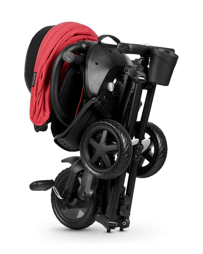 Qplay Nova Niello 6 in 1 Trike-Easy Compact Fold-Height Adjustable Parent Handle Bar-360 Degrees Rotating Seat-Adjustable Backrest-5 Point Harness-Includes Cup Holder-For 10 to 6Y (Upto 25 Kg)-Red