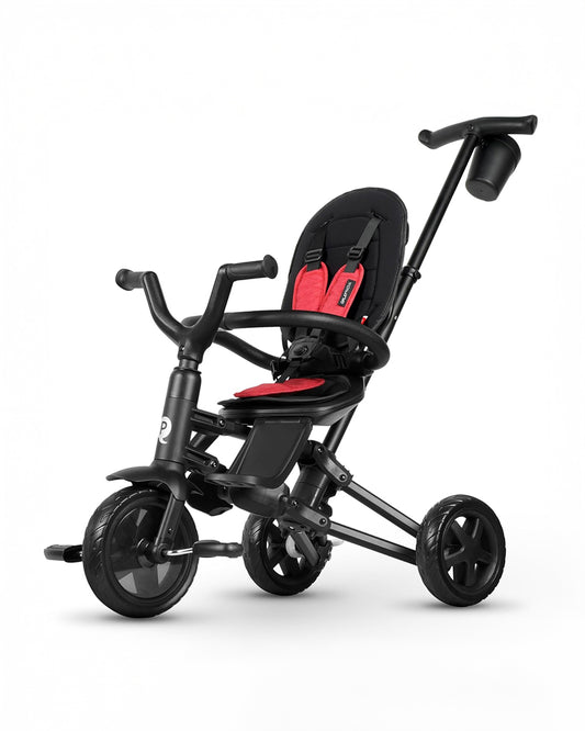 Qplay Nova Niello 6 in 1 Trike-Easy Compact Fold-Height Adjustable Parent Handle Bar-360 Degrees Rotating Seat-Adjustable Backrest-5 Point Harness-Includes Cup Holder-For 10 to 6Y (Upto 25 Kg)-Red
