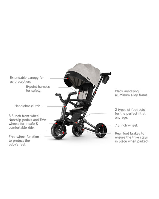 Qplay Nova Niello 6 in 1 Trike-Easy Compact Fold-Height Adjustable Parent Handle Bar-360 Degrees Rotating Seat-Adjustable Backrest-5 Point Harness-Includes Cup Holder-For 10 to 6Y (Upto 25 Kg)-Pink