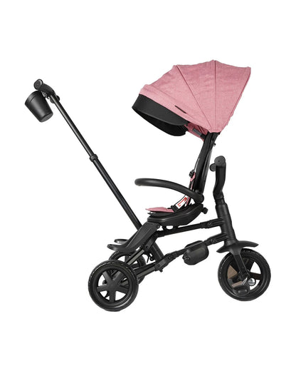 Qplay Nova Niello 6 in 1 Trike-Easy Compact Fold-Height Adjustable Parent Handle Bar-360 Degrees Rotating Seat-Adjustable Backrest-5 Point Harness-Includes Cup Holder-For 10 to 6Y (Upto 25 Kg)-Pink