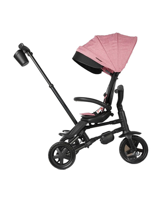 Qplay Nova Niello 6 in 1 Trike-Easy Compact Fold-Height Adjustable Parent Handle Bar-360 Degrees Rotating Seat-Adjustable Backrest-5 Point Harness-Includes Cup Holder-For 10 to 6Y (Upto 25 Kg)-Pink