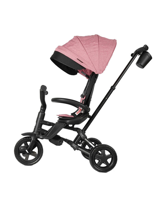 Qplay Nova Niello 6 in 1 Trike-Easy Compact Fold-Height Adjustable Parent Handle Bar-360 Degrees Rotating Seat-Adjustable Backrest-5 Point Harness-Includes Cup Holder-For 10 to 6Y (Upto 25 Kg)-Pink