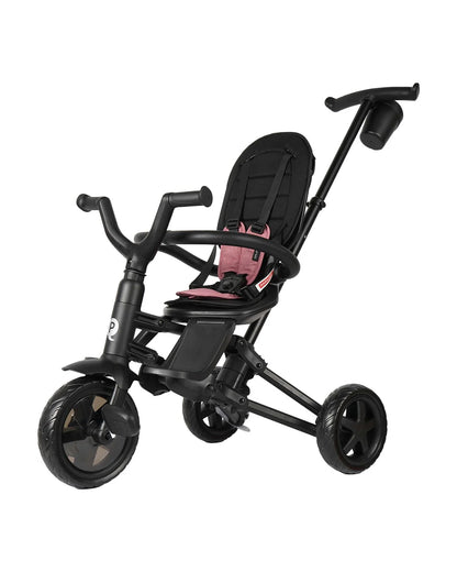 Qplay Nova Niello 6 in 1 Trike-Easy Compact Fold-Height Adjustable Parent Handle Bar-360 Degrees Rotating Seat-Adjustable Backrest-5 Point Harness-Includes Cup Holder-For 10 to 6Y (Upto 25 Kg)-Pink