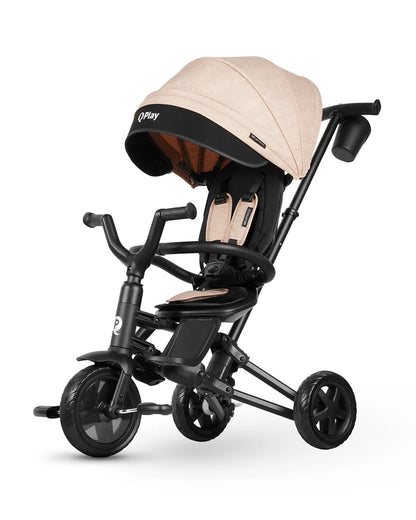 Qplay Nova Niello 6 in 1 Trike-Easy Compact Fold-Height Adjustable Parent Handle Bar-360 Degrees Rotating Seat-Adjustable Backrest-5 Point Harness-Includes Cup Holder-For 10 to 6Y (Upto 25 Kg)-Khaki