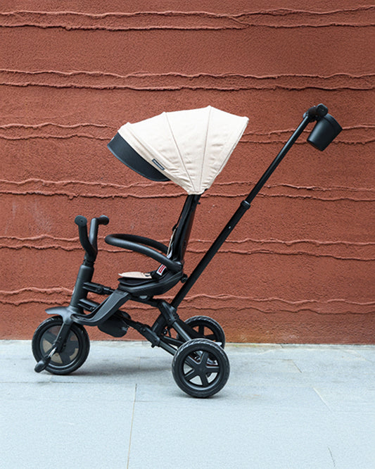 Qplay Nova Niello 6 in 1 Trike-Easy Compact Fold-Height Adjustable Parent Handle Bar-360 Degrees Rotating Seat-Adjustable Backrest-5 Point Harness-Includes Cup Holder-For 10 to 6Y (Upto 25 Kg)-Khaki