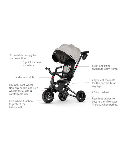 Qplay Nova Niello 6 in 1 Trike-Easy Compact Fold-Height Adjustable Parent Handle Bar-360 Degrees Rotating Seat-Adjustable Backrest-5 Point Harness-Includes Cup Holder-For 10 to 6Y (Upto 25 Kg)-Khaki