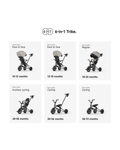 Qplay Nova Niello 6 in 1 Trike-Easy Compact Fold-Height Adjustable Parent Handle Bar-360 Degrees Rotating Seat-Adjustable Backrest-5 Point Harness-Includes Cup Holder-For 10 to 6Y (Upto 25 Kg)-Khaki