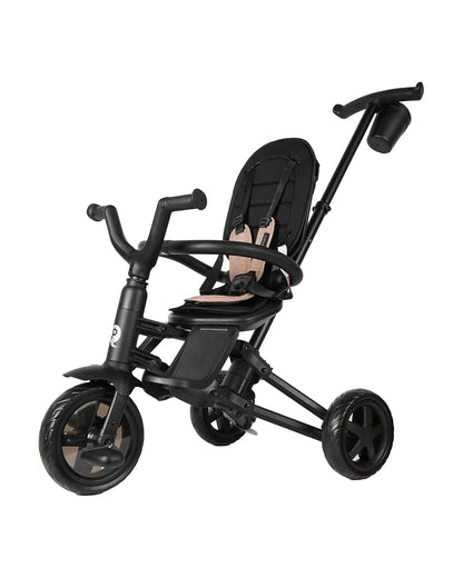 Qplay Nova Niello 6 in 1 Trike-Easy Compact Fold-Height Adjustable Parent Handle Bar-360 Degrees Rotating Seat-Adjustable Backrest-5 Point Harness-Includes Cup Holder-For 10 to 6Y (Upto 25 Kg)-Khaki