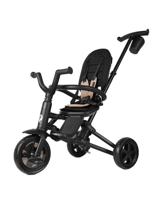 Qplay Nova Niello 6 in 1 Trike-Easy Compact Fold-Height Adjustable Parent Handle Bar-360 Degrees Rotating Seat-Adjustable Backrest-5 Point Harness-Includes Cup Holder-For 10 to 6Y (Upto 25 Kg)-Khaki