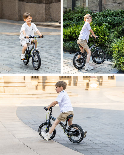 Qplay Miniby 3 in 1 Bike (14 Inch)-Balance Bike, Bicycle with Training Wheel Mode & Bicycle Mode-Adjustable Handlebar & Seat Height-Steering Limiter For Additional Safety-For 2.5 to 8Y-Blue