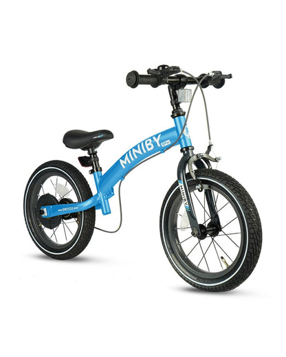 Qplay Miniby 3 in 1 Bike (14 Inch)-Balance Bike, Bicycle with Training Wheel Mode & Bicycle Mode-Adjustable Handlebar & Seat Height-Steering Limiter For Additional Safety-For 2.5 to 8Y-Blue