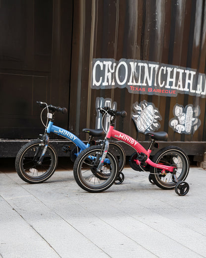 Qplay Miniby 3 in 1 Bike (14 Inch)-Balance Bike, Bicycle with Training Wheel Mode & Bicycle Mode-Adjustable Handlebar & Seat Height-Steering Limiter For Additional Safety-For 2.5 to 8Y-Blue