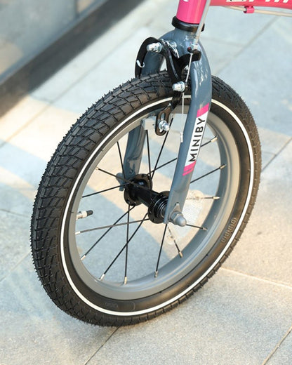 Qplay Miniby 3 in 1 Bike (14 Inch)-Balance Bike, Bicycle with Training Wheel Mode & Bicycle Mode-Adjustable Handlebar & Seat Height-Steering Limiter For Additional Safety-For 2.5 to 8Y-Pink