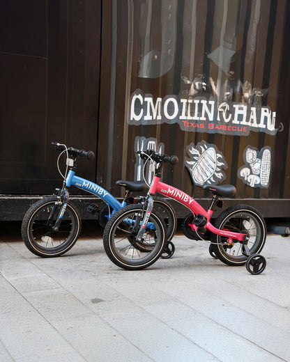 Qplay Miniby 3 in 1 Bike (14 Inch)-Balance Bike, Bicycle with Training Wheel Mode & Bicycle Mode-Adjustable Handlebar & Seat Height-Steering Limiter For Additional Safety-For 2.5 to 8Y-Pink